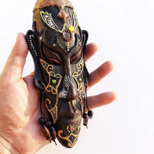 African Style Ornaments South Africa Kenya Creative Mask Pendant Hand Painting Resin Crafts - Grand Goldman