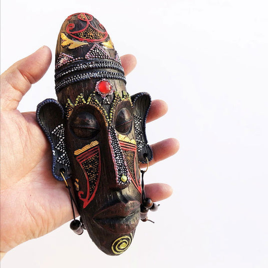 African Style Ornaments South Africa Kenya Creative Mask Pendant Hand Painting Resin Crafts - Grand Goldman