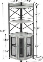 Aheaplus Corner Bar Cabinet with Power Outlet, Industrial Wine Cabinet with LED Strip and Glass Holder, 5-Tiers Liquor Cabinet Bar Unit for Home, Corner Display Cabinet for Small Space, Rustic Brown - Grand Goldman