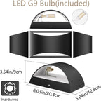 Aipsun Black Modern LED Wall Sconce Indoor Wall Lights 1 Pack Hardwired Up and Down Wall Mount Light for Living Room Bedroom Hallway Corridor Conservatory Warm White 3000K(with G9 Bulbs) - Grand Goldman