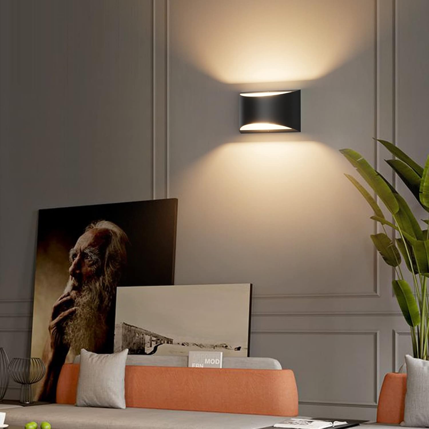Aipsun Black Modern LED Wall Sconce Indoor Wall Lights 1 Pack Hardwired Up and Down Wall Mount Light for Living Room Bedroom Hallway Corridor Conservatory Warm White 3000K(with G9 Bulbs) - Grand Goldman