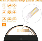 Aipsun Black Modern LED Wall Sconce Indoor Wall Lights 1 Pack Hardwired Up and Down Wall Mount Light for Living Room Bedroom Hallway Corridor Conservatory Warm White 3000K(with G9 Bulbs) - Grand Goldman