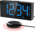 Alarm Clock for Bedroom, 2 Alarms Loud LED Big Display Plug in Simple Basic Digital Clock with USB Charging Port, Adjustable Volume, Dimmable, Snooze for Deep Sleepers Kids Elderly Home Office - Grand Goldman
