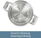 All-Clad Simply Strain Stainless Steel Multipot with Straining Lid, 6-Quart, Induction, Oven Broiler Safe 600F, Strainer, Pasta Strainer with Handle, Steamer Pot, Cookware, Home, Pots and Pans, Silver - Grand Goldman