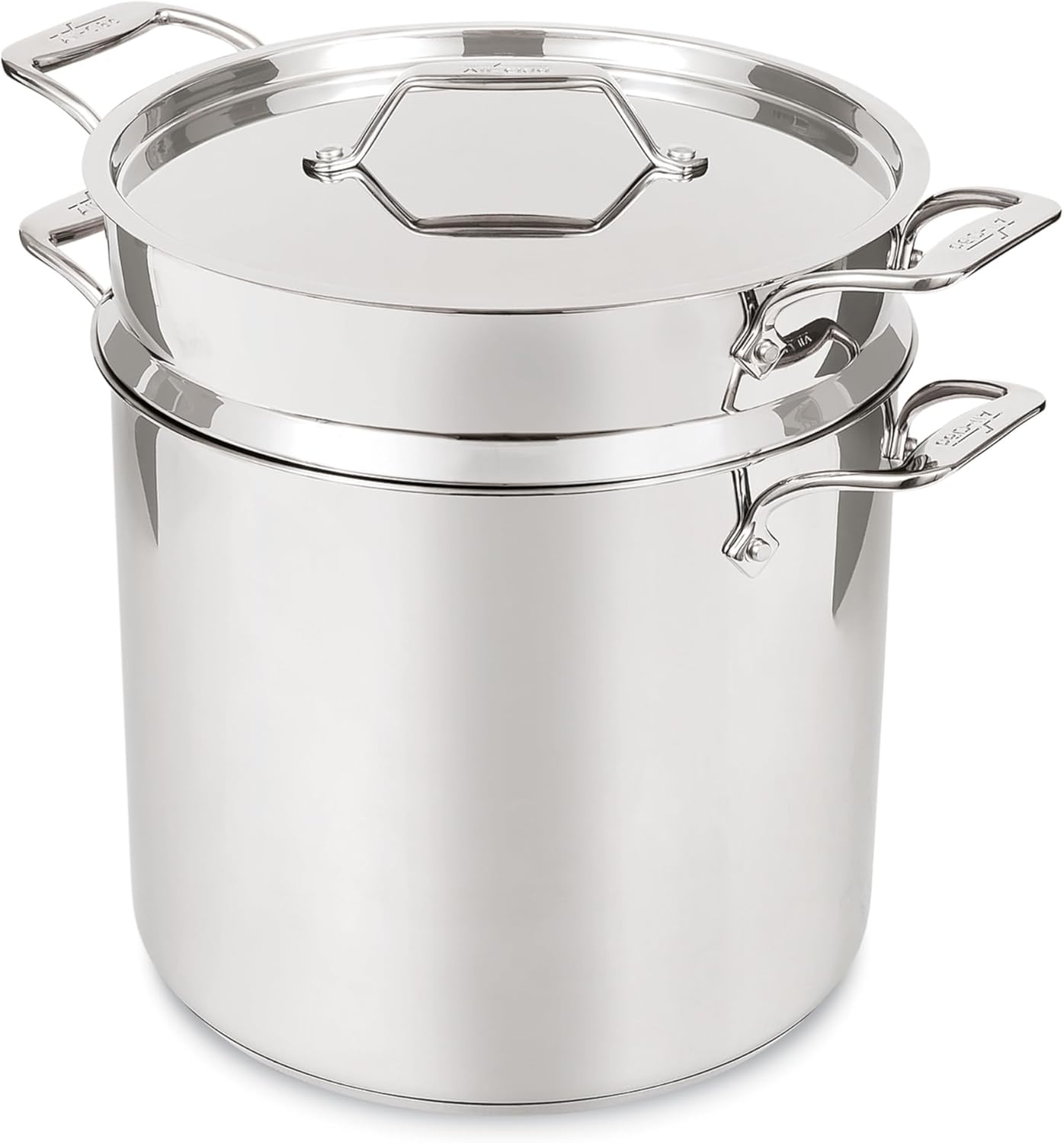 All-Clad Simply Strain Stainless Steel Multipot with Straining Lid, 6-Quart, Induction, Oven Broiler Safe 600F, Strainer, Pasta Strainer with Handle, Steamer Pot, Cookware, Home, Pots and Pans, Silver - Grand Goldman