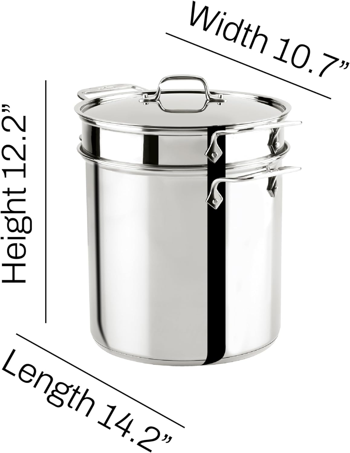 All-Clad Specialty Stainless Steel Stockpot, Multi-Pot with Strainer 3 Piece, 6 Quart Induction Oven Broiler Safe 500F Strainer, Pasta Strainer with Handle, Pots and Pans Silver - Grand Goldman