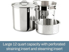 All-Clad Specialty Stainless Steel Stockpot, Multi-Pot with Strainer 3 Piece, 6 Quart Induction Oven Broiler Safe 500F Strainer, Pasta Strainer with Handle, Pots and Pans Silver - Grand Goldman
