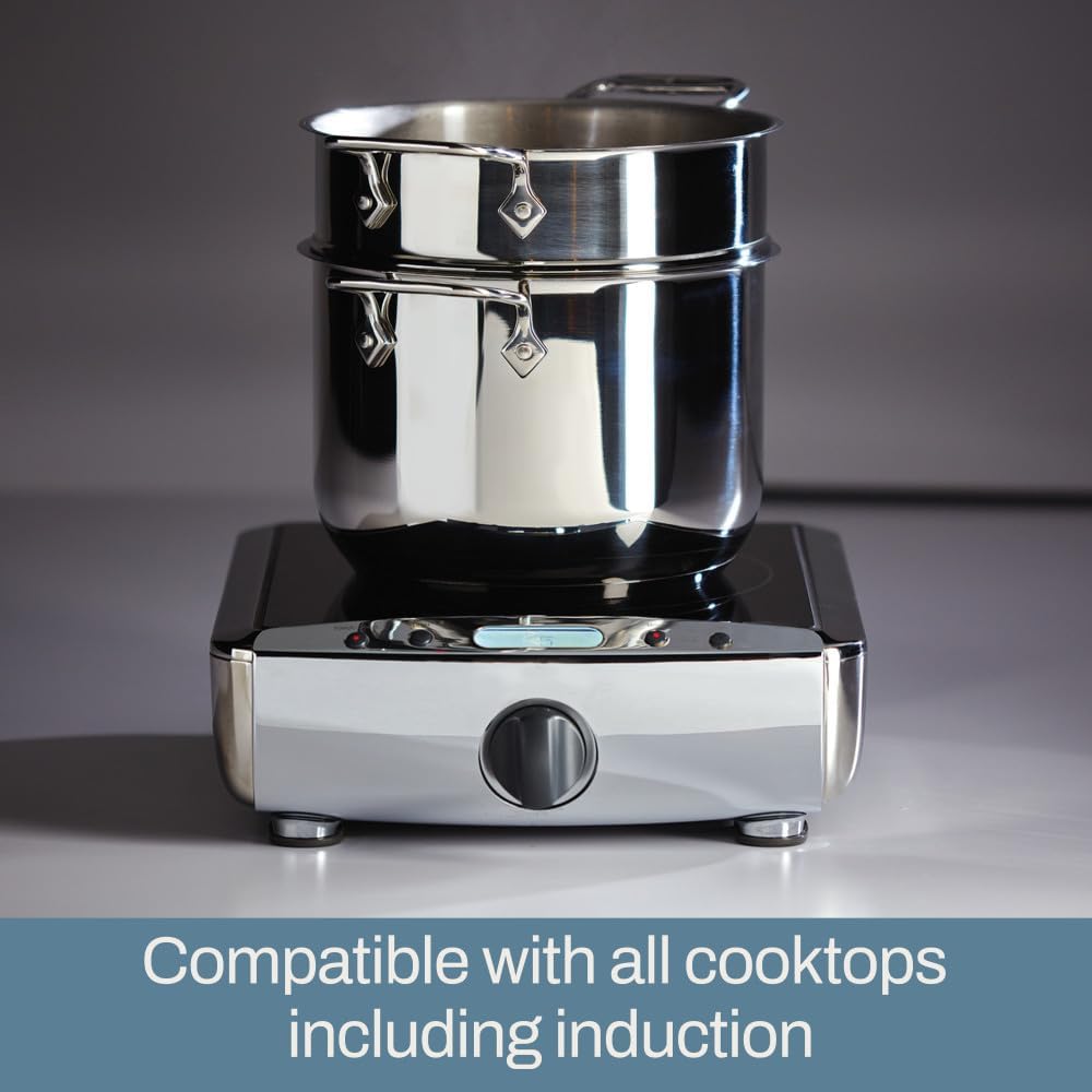 All-Clad Specialty Stainless Steel Stockpot, Multi-Pot with Strainer 3 Piece, 6 Quart Induction Oven Broiler Safe 500F Strainer, Pasta Strainer with Handle, Pots and Pans Silver - Grand Goldman