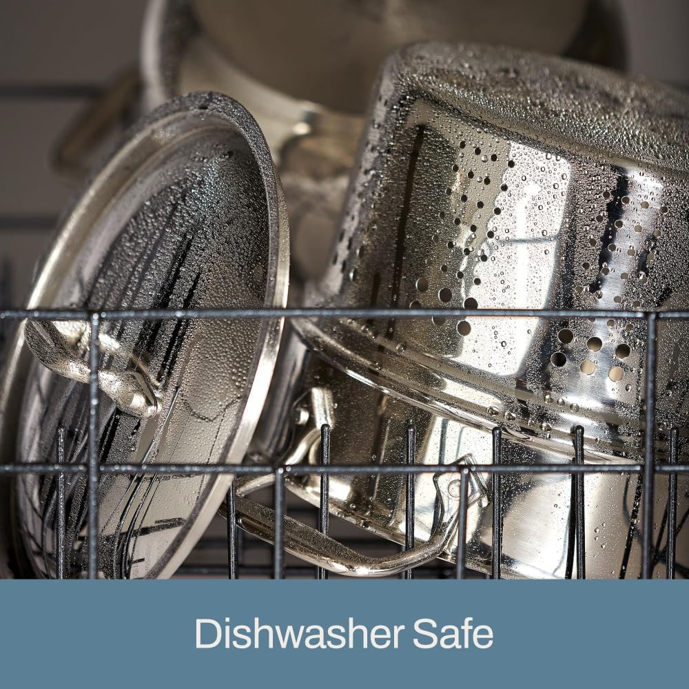 All-Clad Specialty Stainless Steel Stockpot, Multi-Pot with Strainer 3 Piece, 6 Quart Induction Oven Broiler Safe 500F Strainer, Pasta Strainer with Handle, Pots and Pans Silver - Grand Goldman