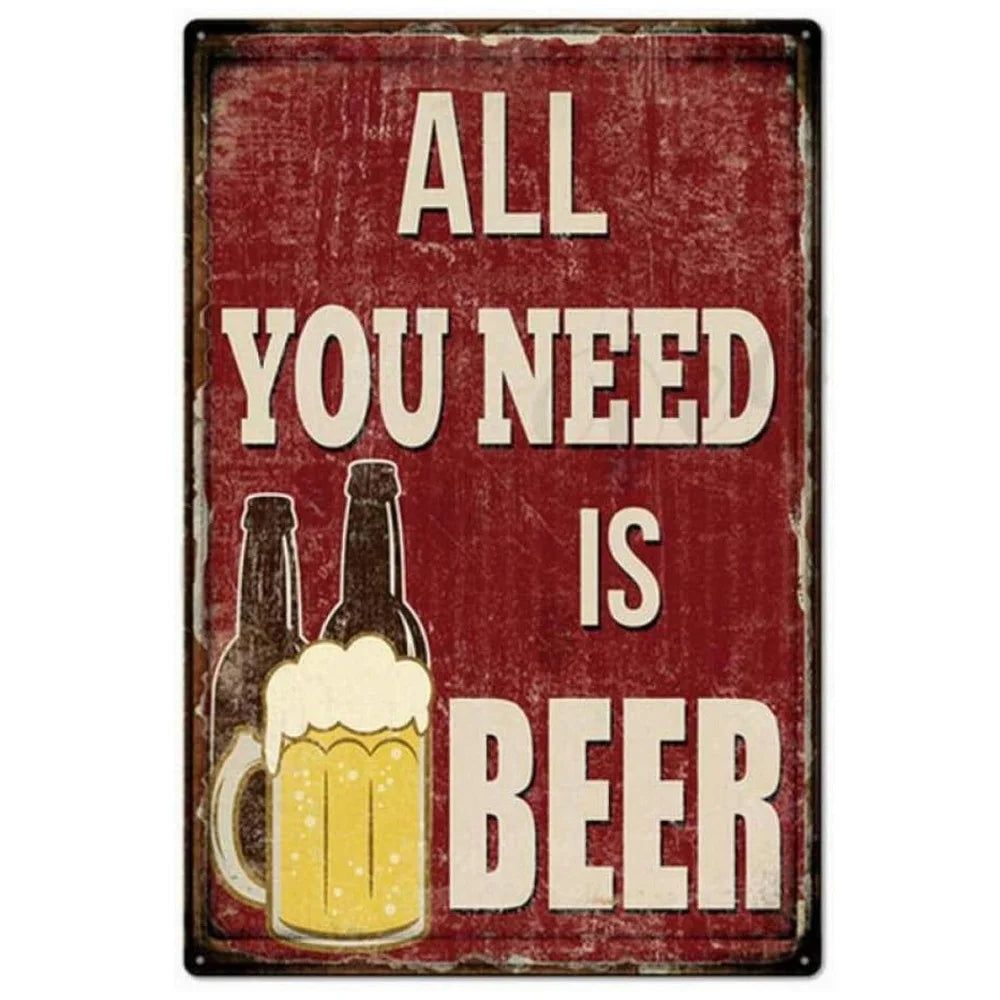 All You need is Beer Metal Tin Signs Beer Cups Posters Plate Wall Decoration for Bars Man Cave Cafe Clubs Retro Posters Plaque - Grand Goldman