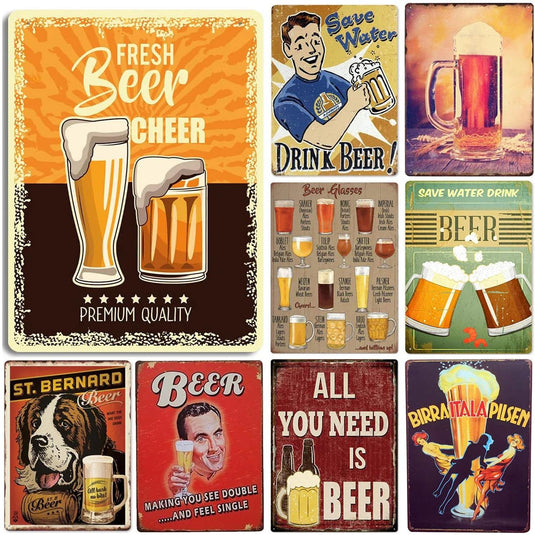All You need is Beer Metal Tin Signs Beer Cups Posters Plate Wall Decoration for Bars Man Cave Cafe Clubs Retro Posters Plaque - Grand Goldman
