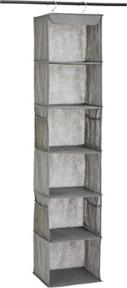 Amazon Basics 6-Tier Hanging Closet Shelf Organizer With Pockets, 8.5" D x 12" W x 9" H, Grey - Grand Goldman