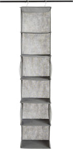 Amazon Basics 6-Tier Hanging Closet Shelf Organizer With Pockets, 8.5" D x 12" W x 9" H, Grey - Grand Goldman
