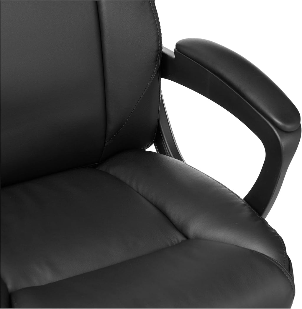 Amazon Basics Classic Puresoft PU Padded Mid-Back Height Adjustable Office Computer Desk Chair with Armrest, 26"D x 23.75"W x 42"H, Black - Grand Goldman
