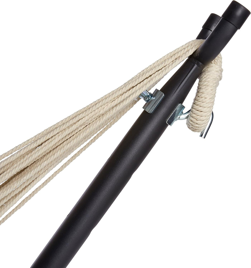 Amazon Basics Double Hammock with 9-Foot Space Saving Steel Stand and Carrying Case, 450 lb Capacity, Sunset Orange, Stripe, 110 x 47 x 43 inches - Grand Goldman