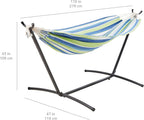 Amazon Basics Double Hammock with 9-Foot Space Saving Steel Stand and Carrying Case, 450 lb Capacity, Sunset Orange, Stripe, 110 x 47 x 43 inches - Grand Goldman