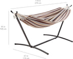 Amazon Basics Double Hammock with 9-Foot Space Saving Steel Stand and Carrying Case, 450 lb Capacity, Sunset Orange, Stripe, 110 x 47 x 43 inches - Grand Goldman