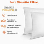 Amazon Basics Down Alternative Pillows for Stomach and Back Sleepers, Soft Density, Standard, Pack of 2, White, 26 in L x 20 in W - Grand Goldman