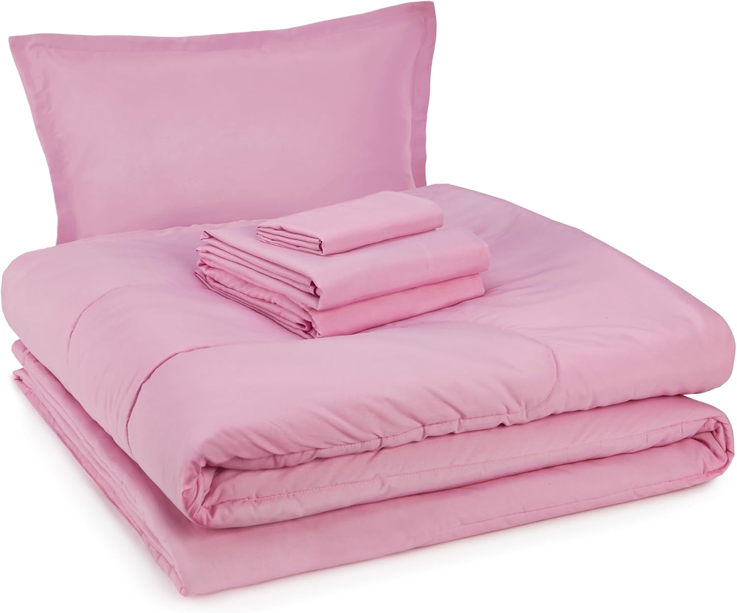 Amazon Basics Kid's Easy Care Microfiber Bed-in-a-Bag 5-Piece Bedding Set, Twin, Butterfly Friends - Grand Goldman