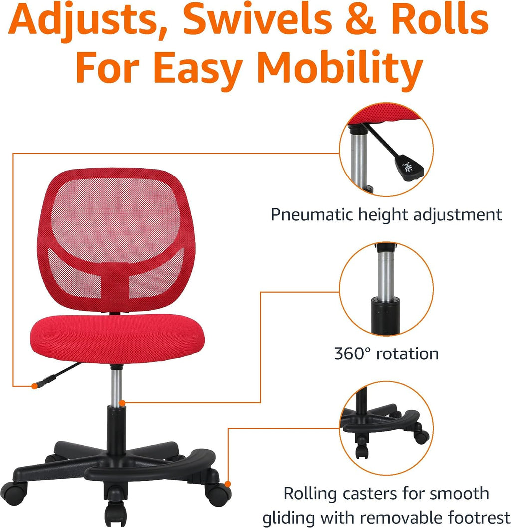 Amazon Basics Kids Adjustable Mesh Low-Back Swivel Study Desk Chair with Footrest, Blue - Grand Goldman