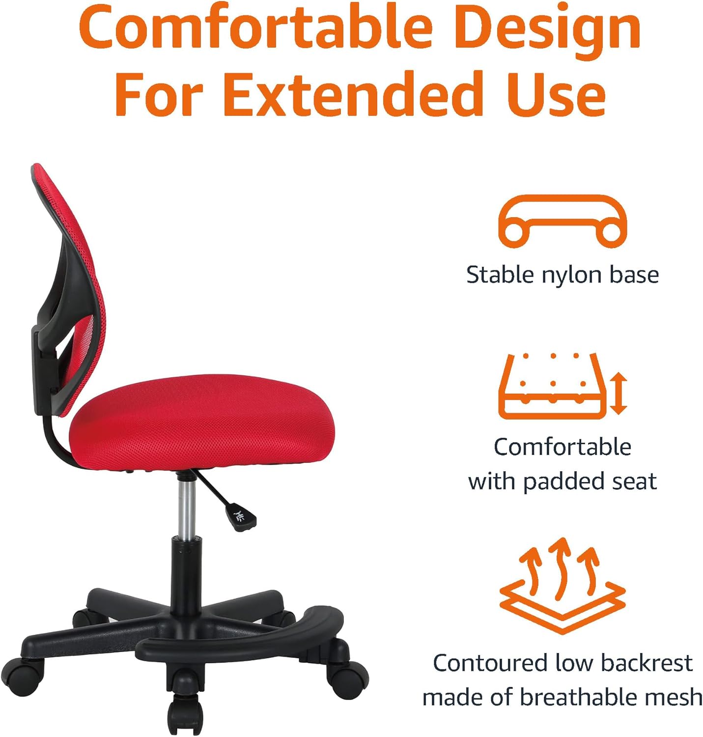 Amazon Basics Kids Adjustable Mesh Low-Back Swivel Study Desk Chair with Footrest, Blue - Grand Goldman