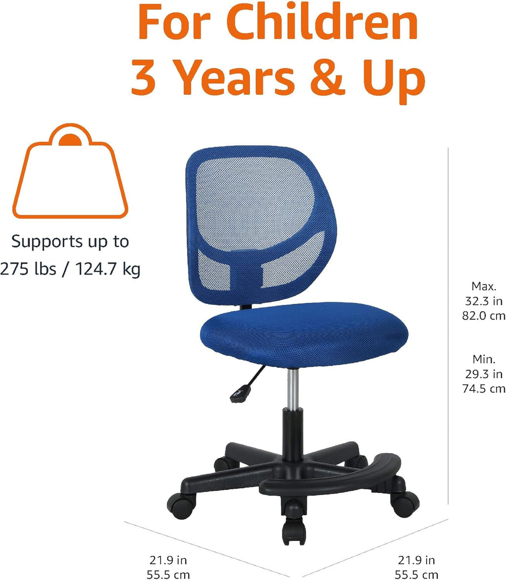 Amazon Basics Kids Adjustable Mesh Low-Back Swivel Study Desk Chair with Footrest, Blue - Grand Goldman