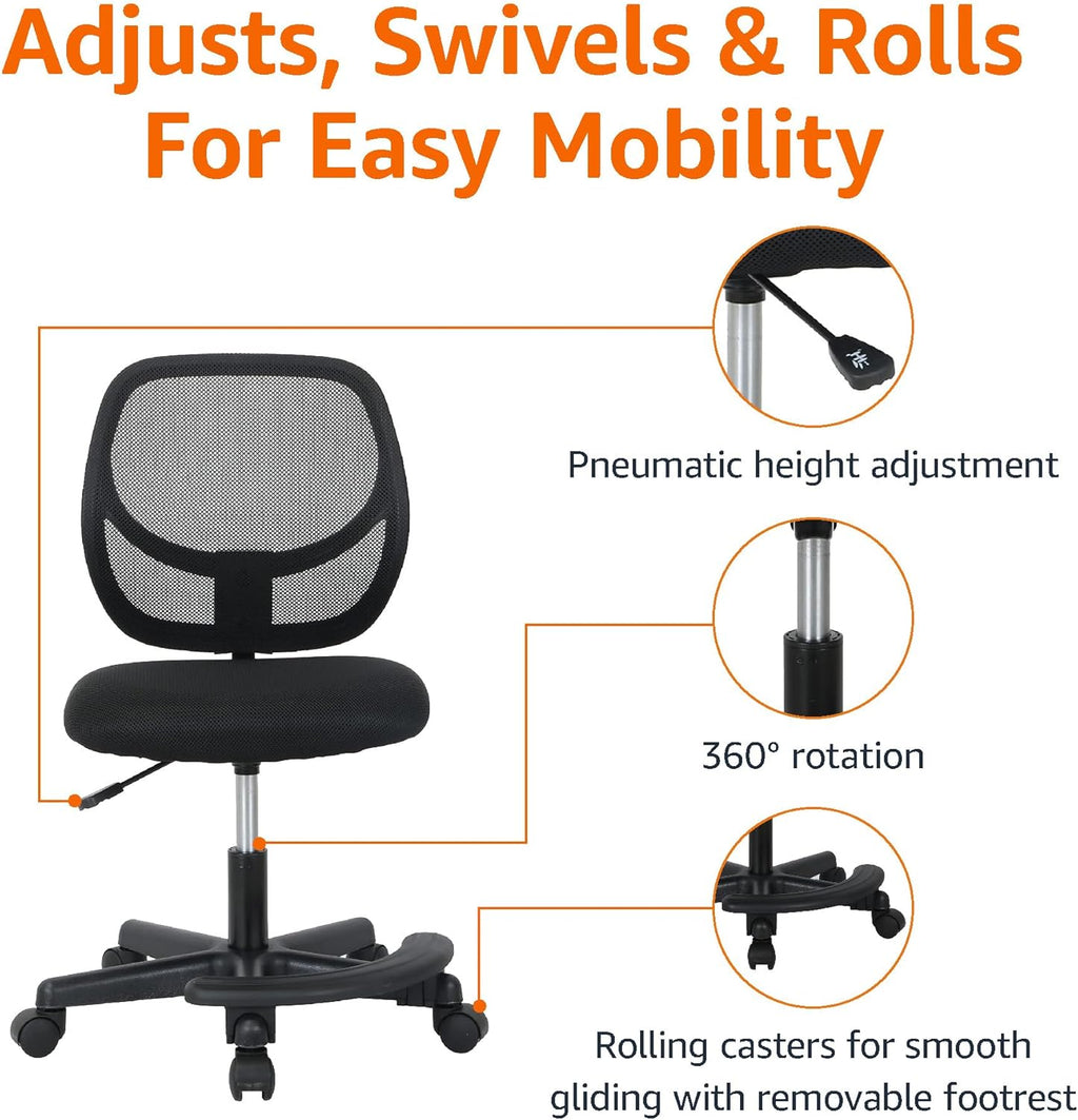 Amazon Basics Kids Adjustable Mesh Low-Back Swivel Study Desk Chair with Footrest, Blue - Grand Goldman