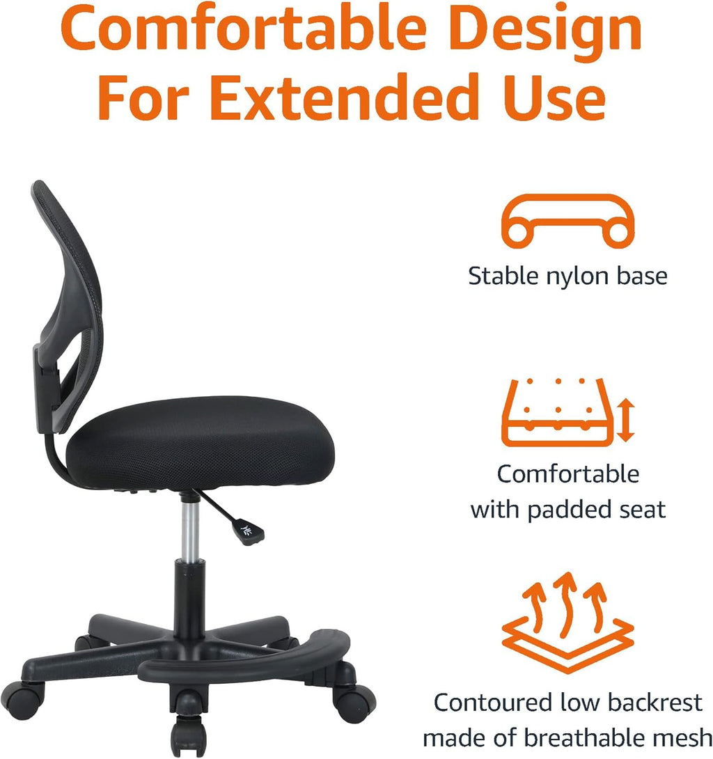 Amazon Basics Kids Adjustable Mesh Low-Back Swivel Study Desk Chair with Footrest, Blue - Grand Goldman