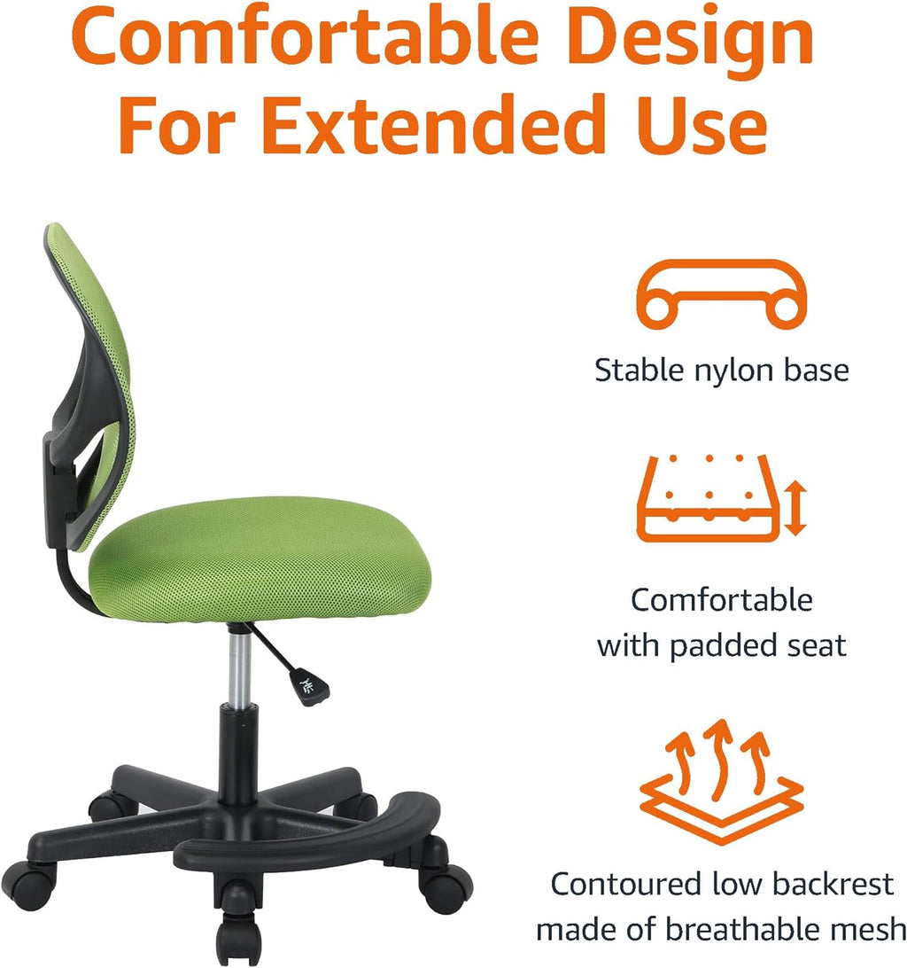 Amazon Basics Kids Adjustable Mesh Low-Back Swivel Study Desk Chair with Footrest, Blue - Grand Goldman