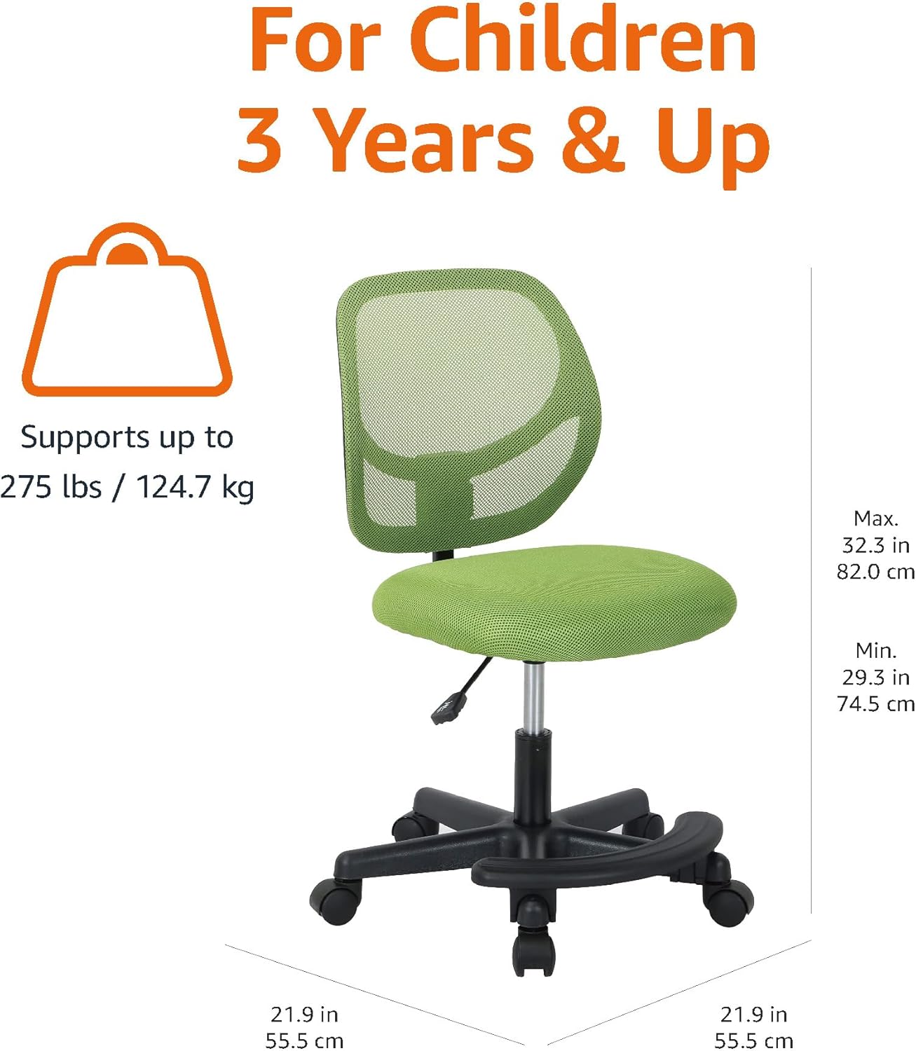 Amazon Basics Kids Adjustable Mesh Low-Back Swivel Study Desk Chair with Footrest, Blue - Grand Goldman