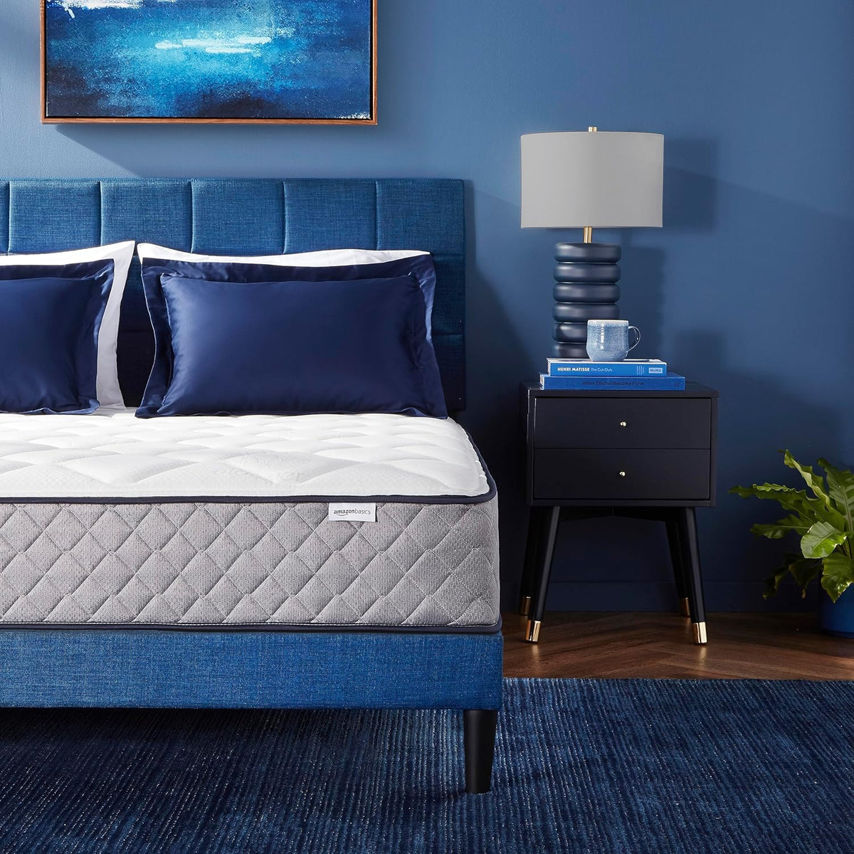 Amazon Basics Memory Foam Mattress, Twin Size Mattress, Hybrid, 10-Inch, Medium Feel, Motion Isolation Springs, White/Gray - Grand Goldman