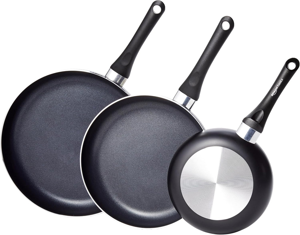 Amazon Basics Non Stick 8-Piece Kitchen Cookware Set, Includes Pots and Pans, Black - Grand Goldman