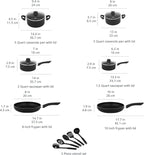 Amazon Basics Non Stick 8-Piece Kitchen Cookware Set, Includes Pots and Pans, Black - Grand Goldman