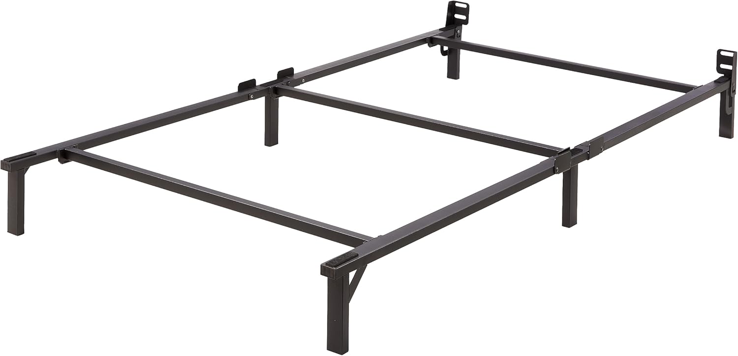 Amazon Basics Queen Size Sturdy Steel Bed Frame for Box Spring and Mattress, Tool-Free Assembly, 79.5" x 59.5" x 7", Black - Grand Goldman