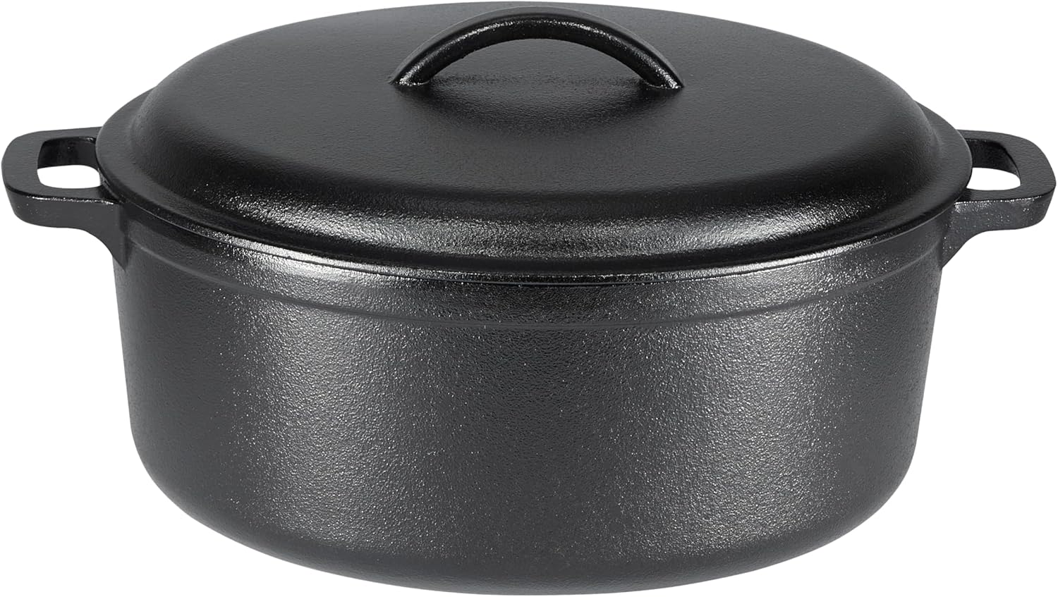 Amazon Basics Round Pre-Seasoned Cast Iron Dutch Oven Pot with Lid and Dual Handles, Heavy-Duty & Large, 7-Quart, Black - Grand Goldman