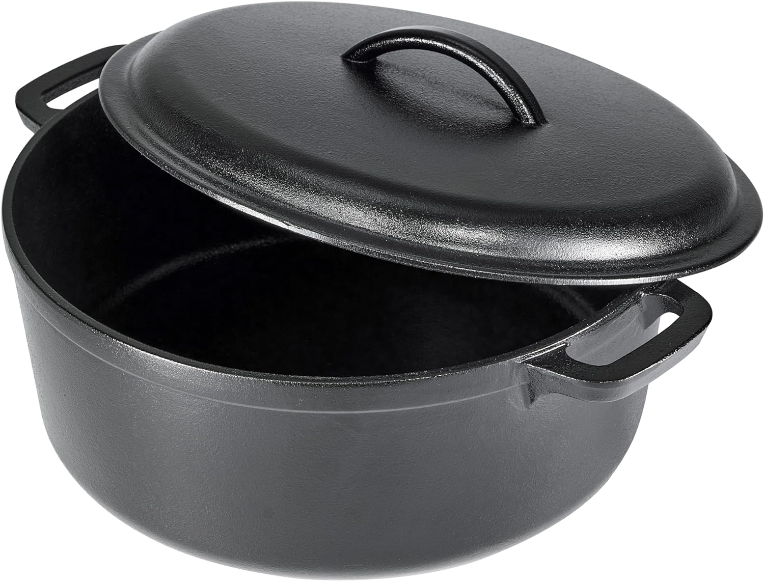 Amazon Basics Round Pre-Seasoned Cast Iron Dutch Oven Pot with Lid and Dual Handles, Heavy-Duty & Large, 7-Quart, Black - Grand Goldman