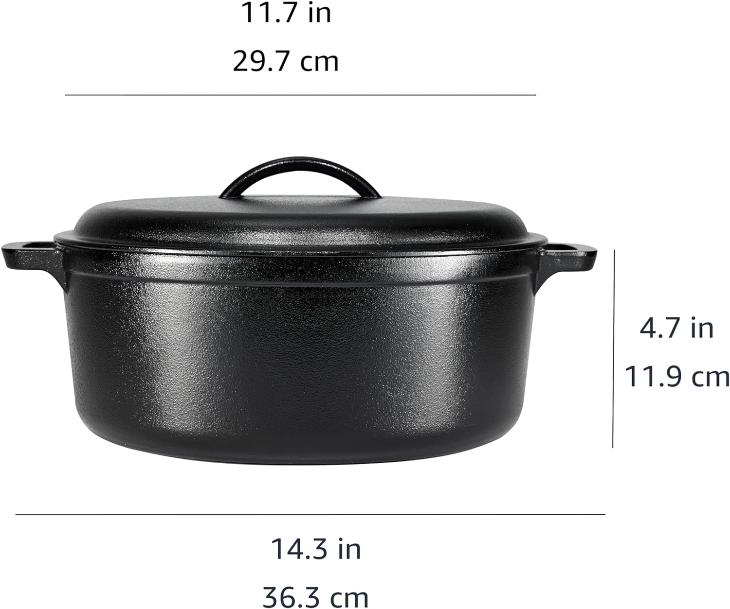 Amazon Basics Round Pre-Seasoned Cast Iron Dutch Oven Pot with Lid and Dual Handles, Heavy-Duty & Large, 7-Quart, Black - Grand Goldman