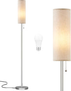 Ambimall 64'' Floor Lamp for Living Room with Bulb - Tall Lamps with Beige Lampshade & Pull Chain Switch, Pole Lamps for Bedrooms Tall, Minimalist Floor Lamp - Grand Goldman