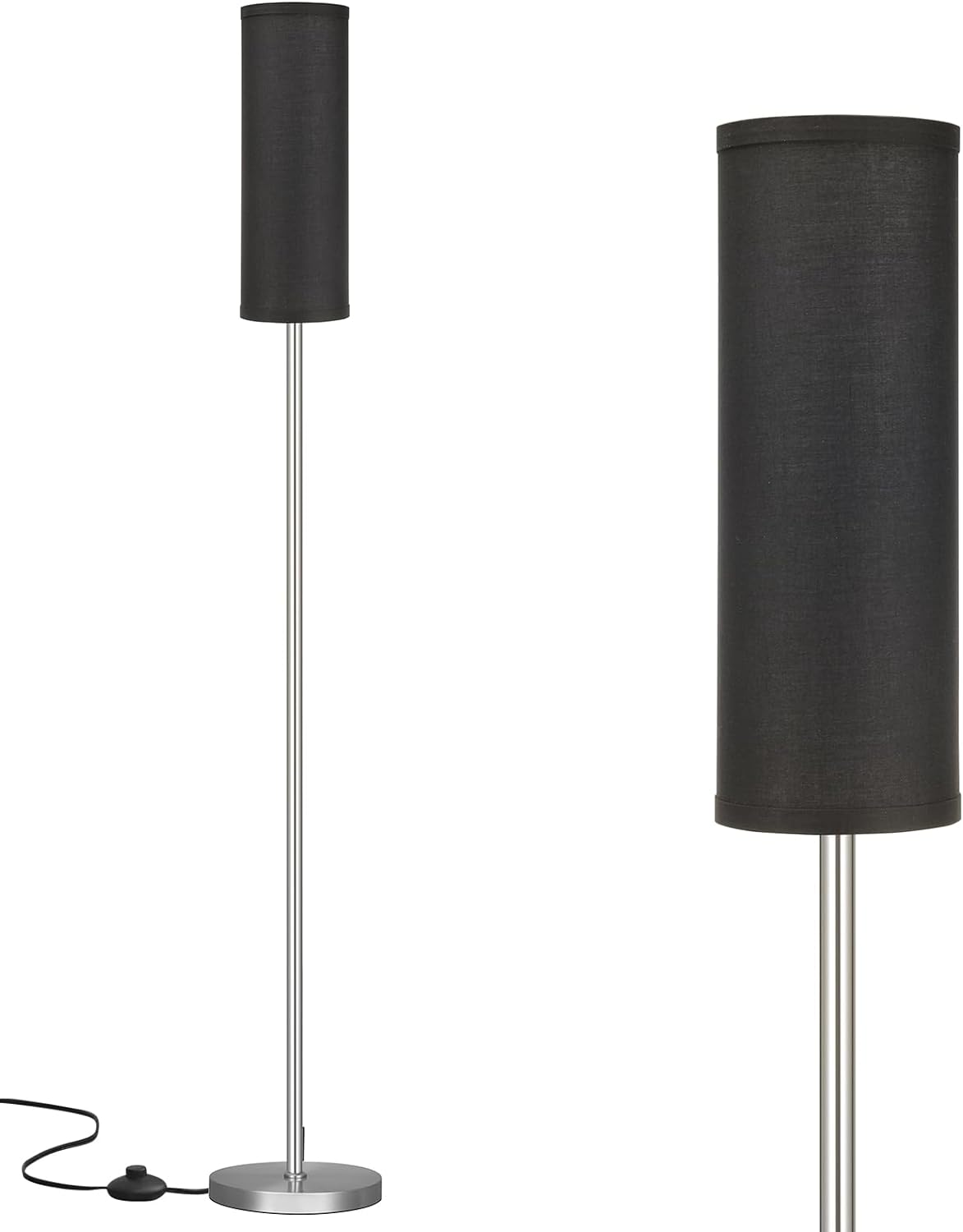 Ambimall 64'' Floor Lamp for Living Room with Bulb - Tall Lamps with Beige Lampshade & Pull Chain Switch, Pole Lamps for Bedrooms Tall, Minimalist Floor Lamp - Grand Goldman