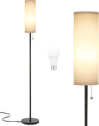 Ambimall 64'' Floor Lamp for Living Room with Bulb - Tall Lamps with Beige Lampshade & Pull Chain Switch, Pole Lamps for Bedrooms Tall, Minimalist Floor Lamp - Grand Goldman