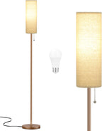 Ambimall 64'' Floor Lamp for Living Room with Bulb - Tall Lamps with Beige Lampshade & Pull Chain Switch, Pole Lamps for Bedrooms Tall, Minimalist Floor Lamp - Grand Goldman