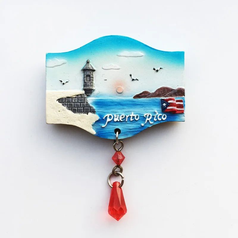 American USA Puerto Rico Street View Tourist Souvenir Decorative Hand Painting Crafts Gift Magnetic Fridge Magnets Home Decor - Grand Goldman