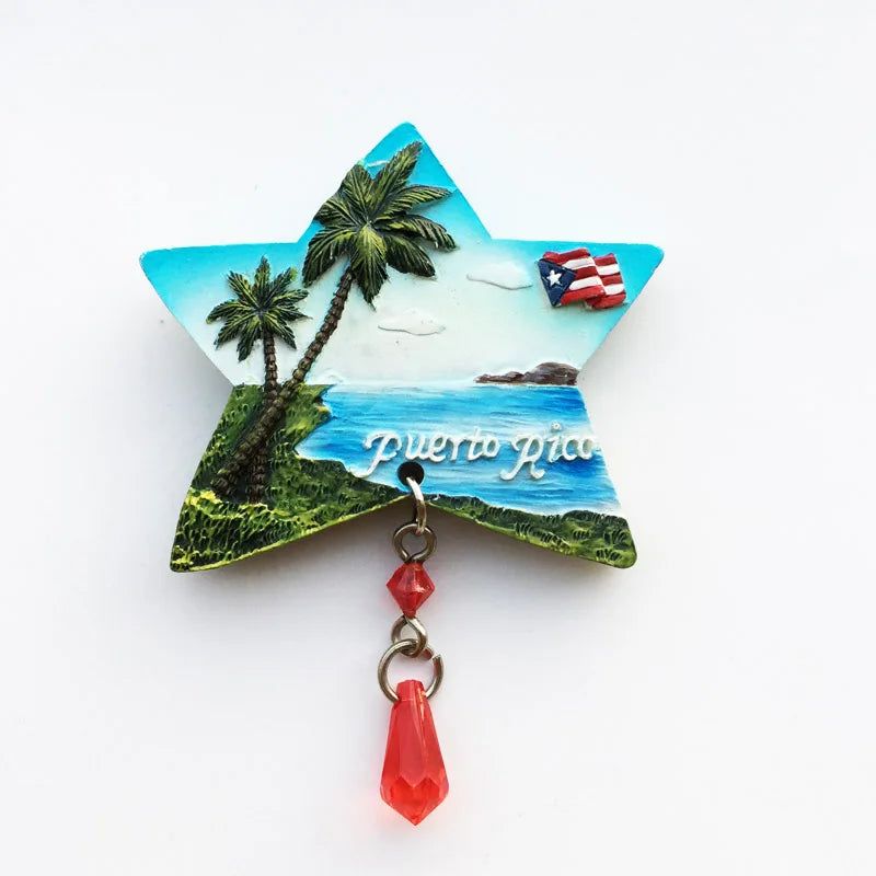 American USA Puerto Rico Street View Tourist Souvenir Decorative Hand Painting Crafts Gift Magnetic Fridge Magnets Home Decor - Grand Goldman