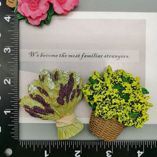 American Country Artistic Fresh Small Floral Basket Daisy Basket 3D Resin Refrigerator Magnet for Home Decoration - Grand Goldman