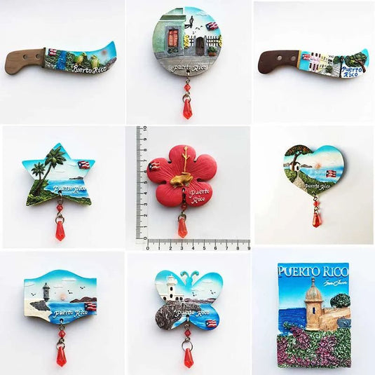 American USA Puerto Rico Street View Tourist Souvenir Decorative Hand Painting Crafts Gift Magnetic Fridge Magnets Home Decor - Grand Goldman