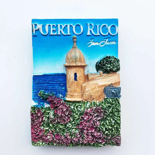 American USA Puerto Rico Street View Tourist Souvenir Decorative Hand Painting Crafts Gift Magnetic Fridge Magnets Home Decor - Grand Goldman