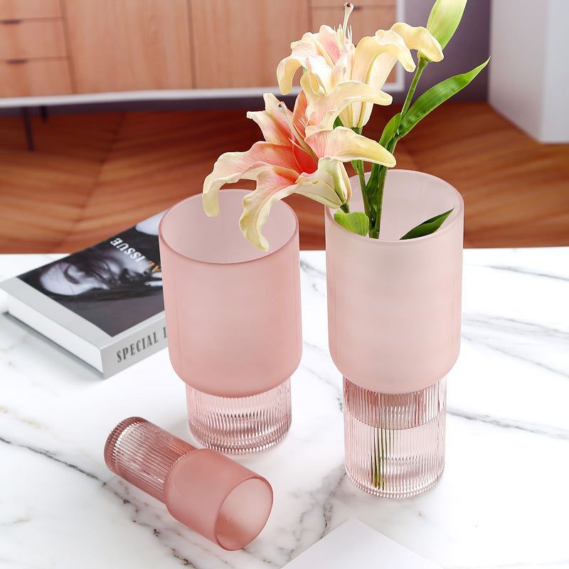 American creative Nordic minimalist glass vase frosted flower arrangement water dried flower flower living room dining table decoration - Grand Goldman