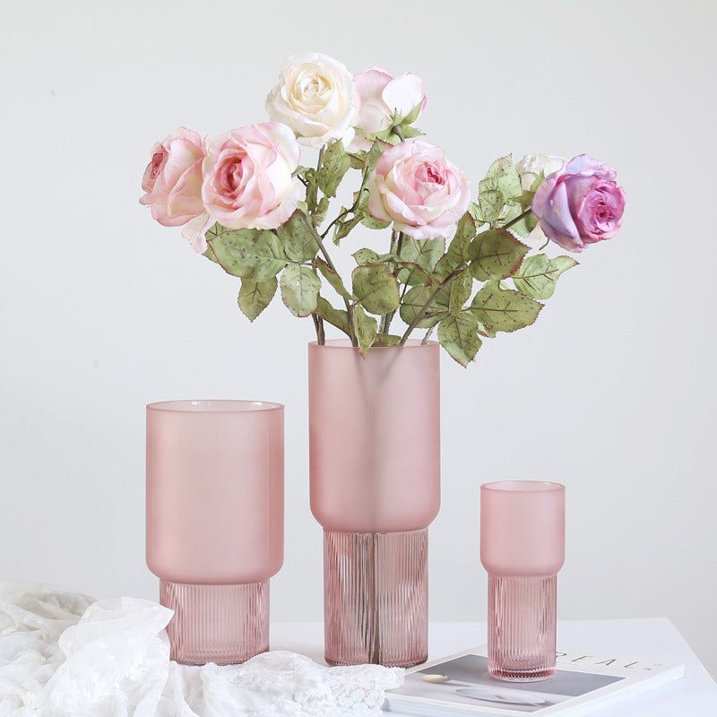 American creative Nordic minimalist glass vase frosted flower arrangement water dried flower flower living room dining table decoration - Grand Goldman