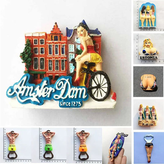 Amsterdam Fridge Magnets Bottle Opener Tourist Souvenirs USA Florida Vietnam Maldives Las Vegas Magnetic Sticker Home Decoration - Grand Goldman