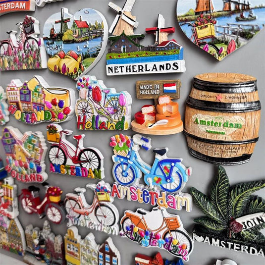 Amsterdam Netherlands Fridge Magnets Tourist Souvenir Holland Windmill Magnetic Refrigerator Stickers collection Home Decor Gift - Grand Goldman